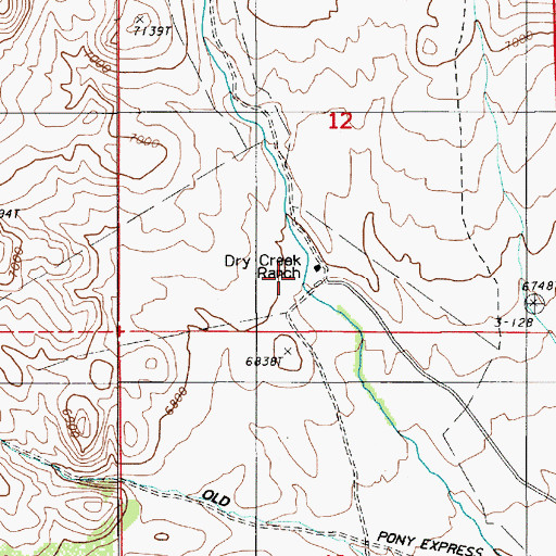 Topographic Map of Dry Creek Ranch, NV