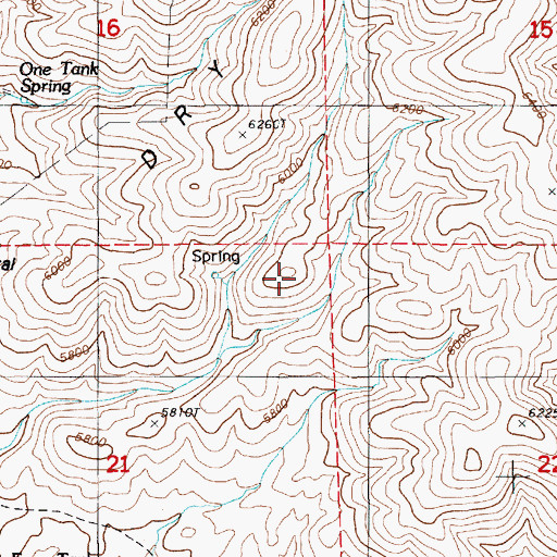 Topographic Map of Dry Hills, NV