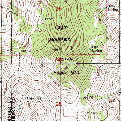 Topographic Map of Fagin Mountain, NV