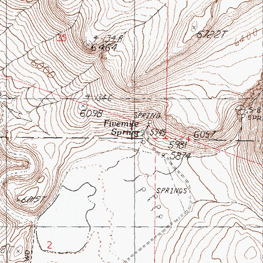 Topographic Map of Fivemile Spring, NV
