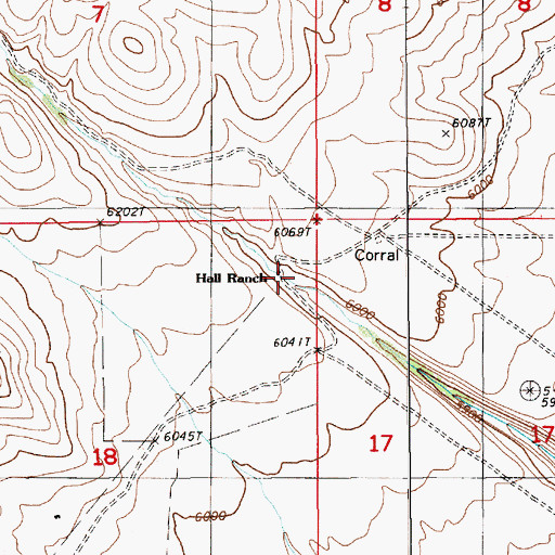 Topographic Map of Hall Ranch, NV