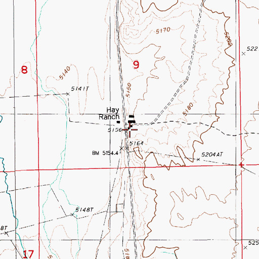 Topographic Map of Hay Ranch, NV