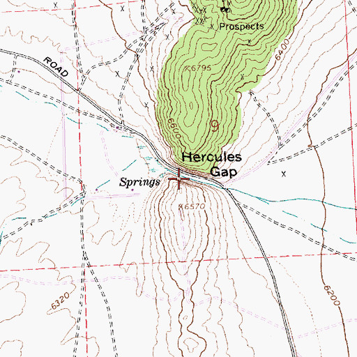 Topographic Map of Hercules Gap, NV