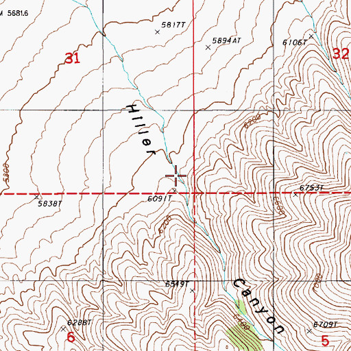 Topographic Map of Hiller Canyon, NV