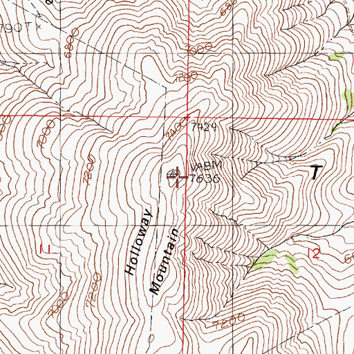 Topographic Map of Holloway Mountain, NV