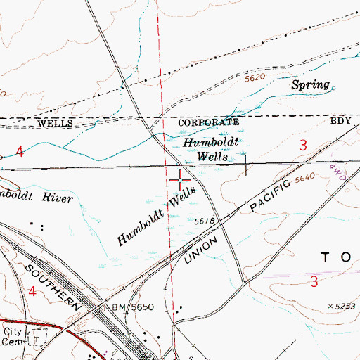 Topographic Map of Humboldt Wells, NV