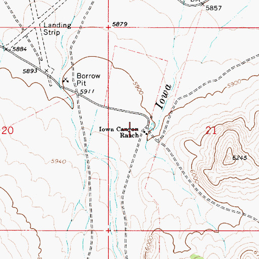 Topographic Map of Iowa Canyon Ranch, NV