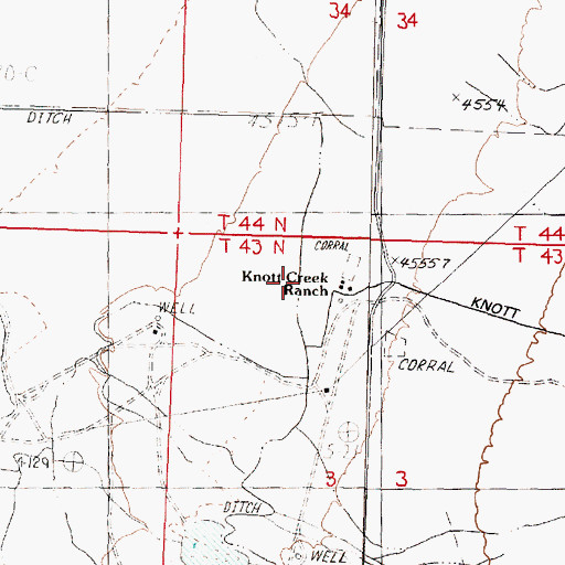 Topographic Map of Knott Creek Ranch, NV