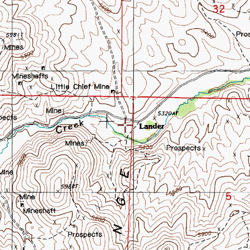 Topographic Map of Lander (historical), NV