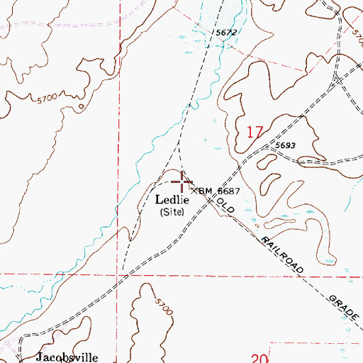 Topographic Map of Ledlie, NV