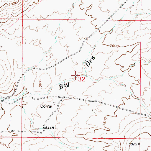 Topographic Map of Little Den Creek, NV