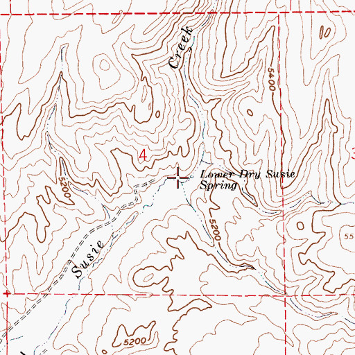 Topographic Map of Lower Dry Susie Spring, NV