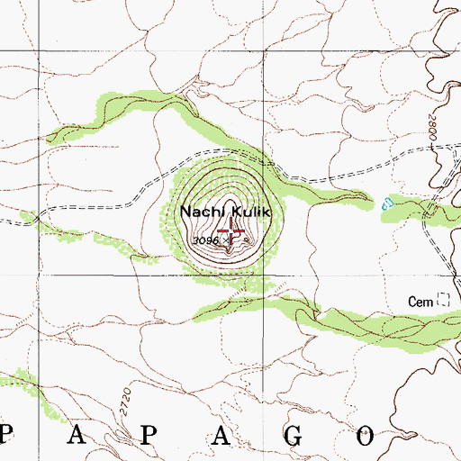 Topographic Map of Nachi Kulik, AZ