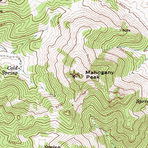 Topographic Map of Mahogany Peak, NV