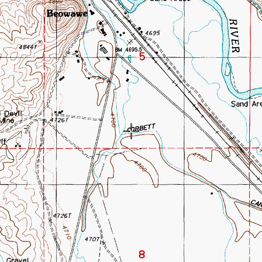Topographic Map of Corbett Canal, NV