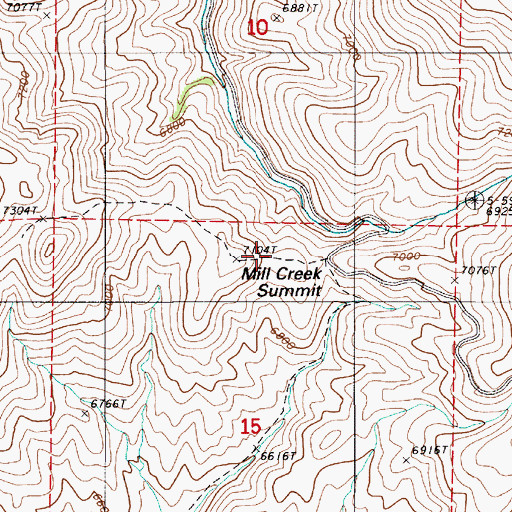Topographic Map of Mill Creek Summit, NV