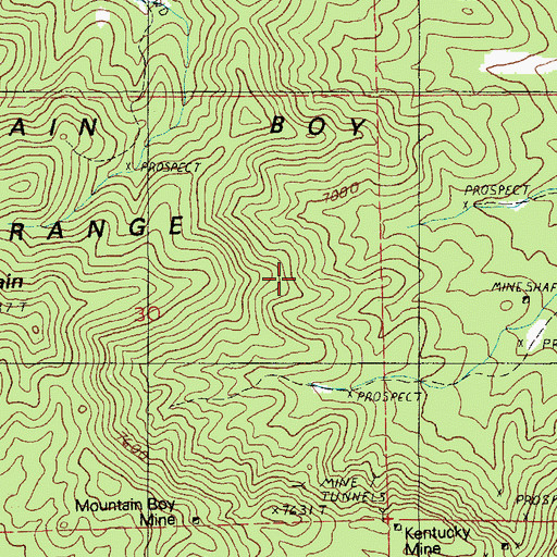Topographic Map of Mountain Boy Range, NV