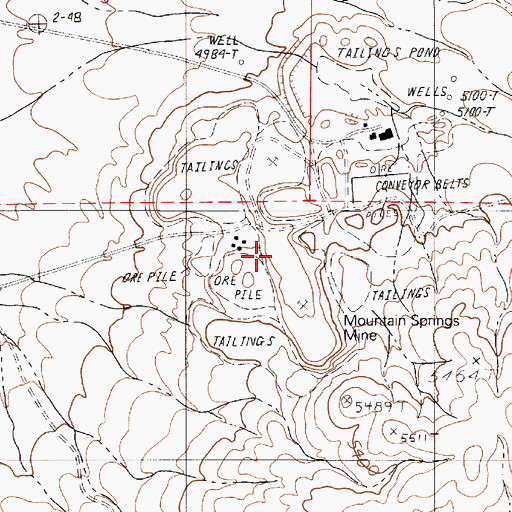 Topographic Map of Mountain Springs Mine, NV