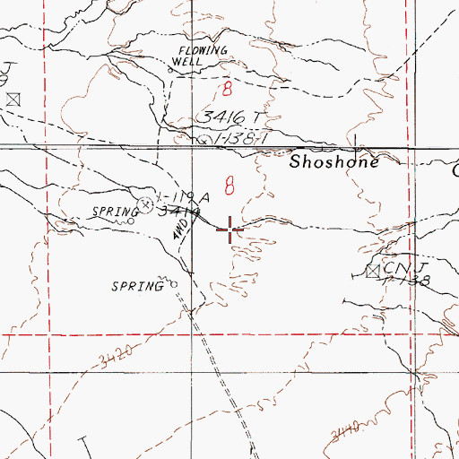 Topographic Map of Mud Spring Creek, NV