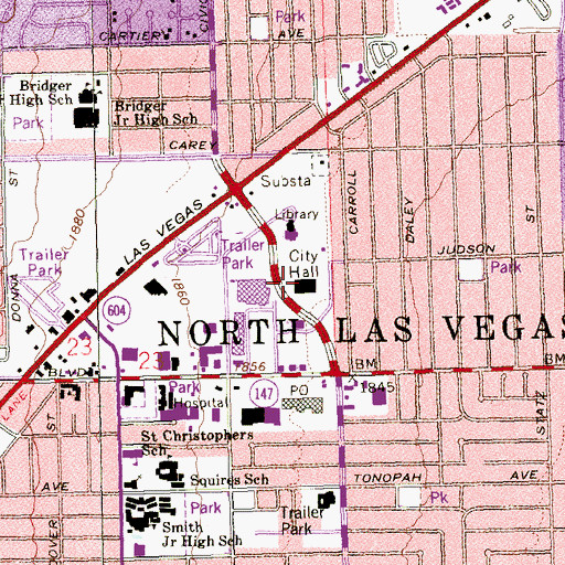Topographic Map of North Las Vegas, NV