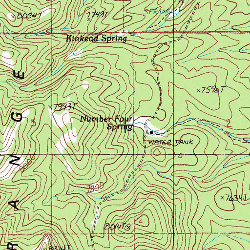 Topographic Map of Number Four Spring, NV