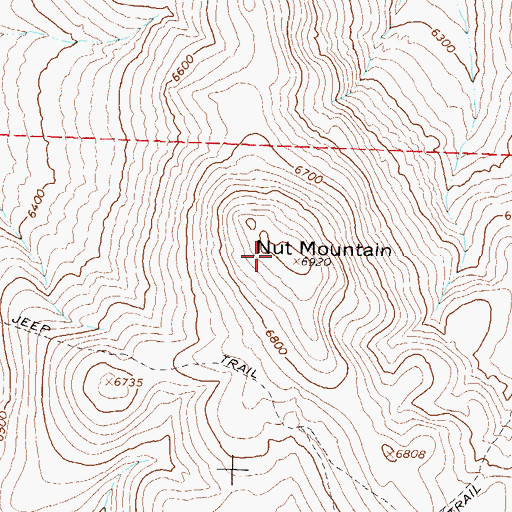 Topographic Map of Nut Mountain, NV