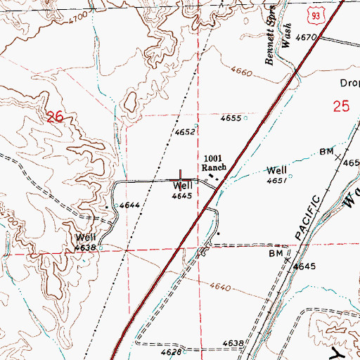 Topographic Map of One Thousand One Ranch, NV