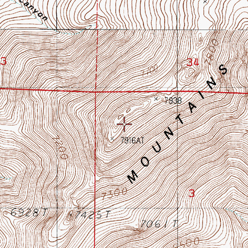 Topographic Map of Osgood Mountains, NV