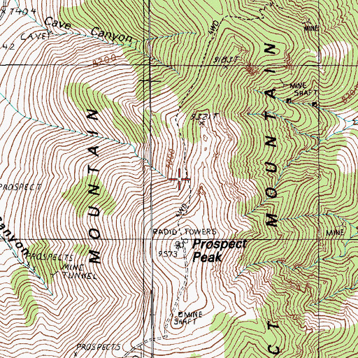 Topographic Map of Prospect Mountain, NV