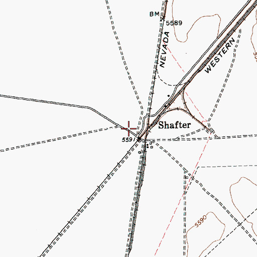 Topographic Map of Shafter, NV