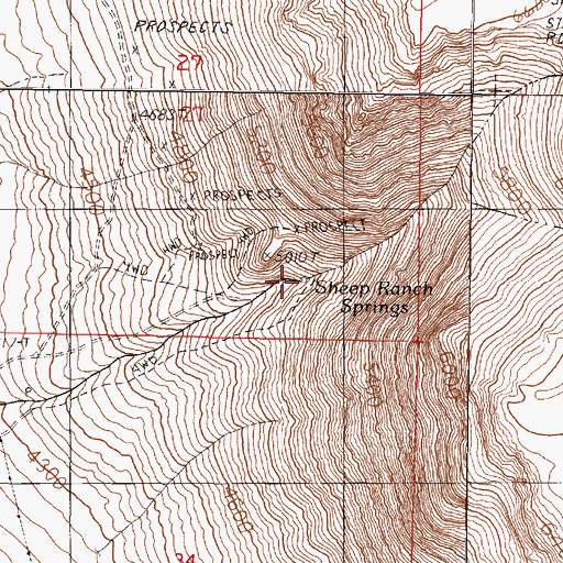 Topographic Map of Sheep Ranch Springs, NV