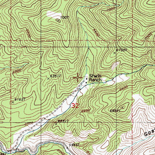 Topographic Map of Shwin Ranch, NV