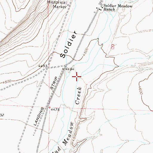 Topographic Map of Soldier Creek, NV