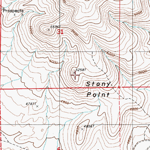 Topographic Map of Stony Point, NV