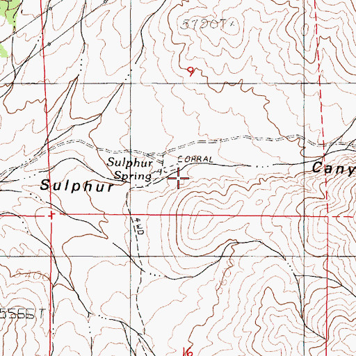 Topographic Map of Sulphur Spring, NV