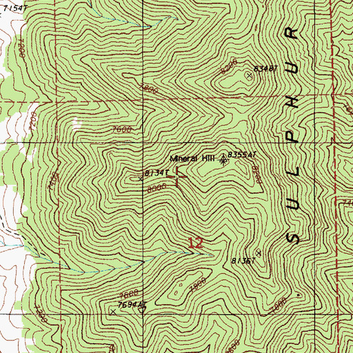 Topographic Map of Sulphur Spring Range, NV