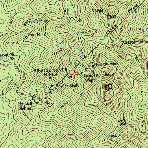 Topographic Map of Tempest Shaft, NV