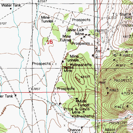 Topographic Map of Wales Mine, NV