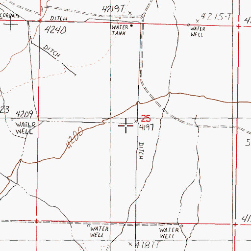 Topographic Map of Willow Creek, NV