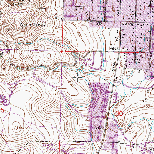 Topographic Map of Prosser Valley Ditch, NV