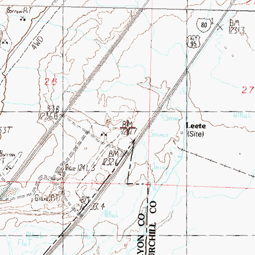Topographic Map of Leete Station (historical), NV