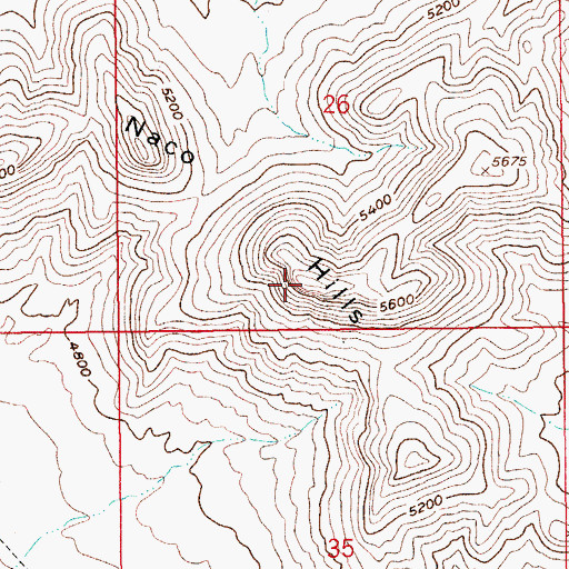 Topographic Map of Naco Hills, AZ