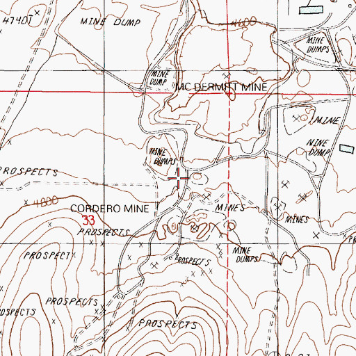 Topographic Map of Cordero, NV