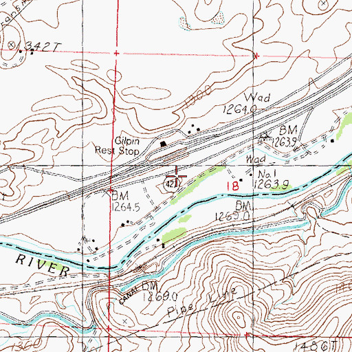 Topographic Map of Gilpin (historical), NV