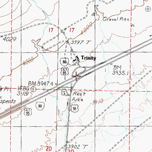 Topographic Map of US 95 Interchange, NV