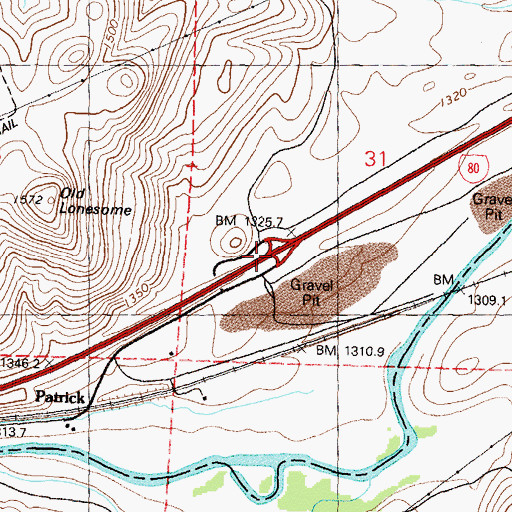 Topographic Map of Patrick Interchange, NV