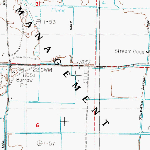 Topographic Map of Freeman Ranch, NV