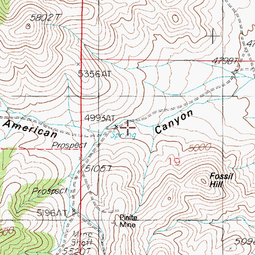 Topographic Map of American Canyon (historical), NV