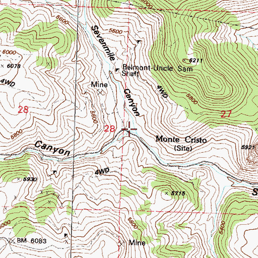 Topographic Map of Gould and Curry Mill (historical), NV