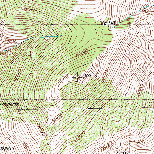 Topographic Map of Silver Mountain, NV